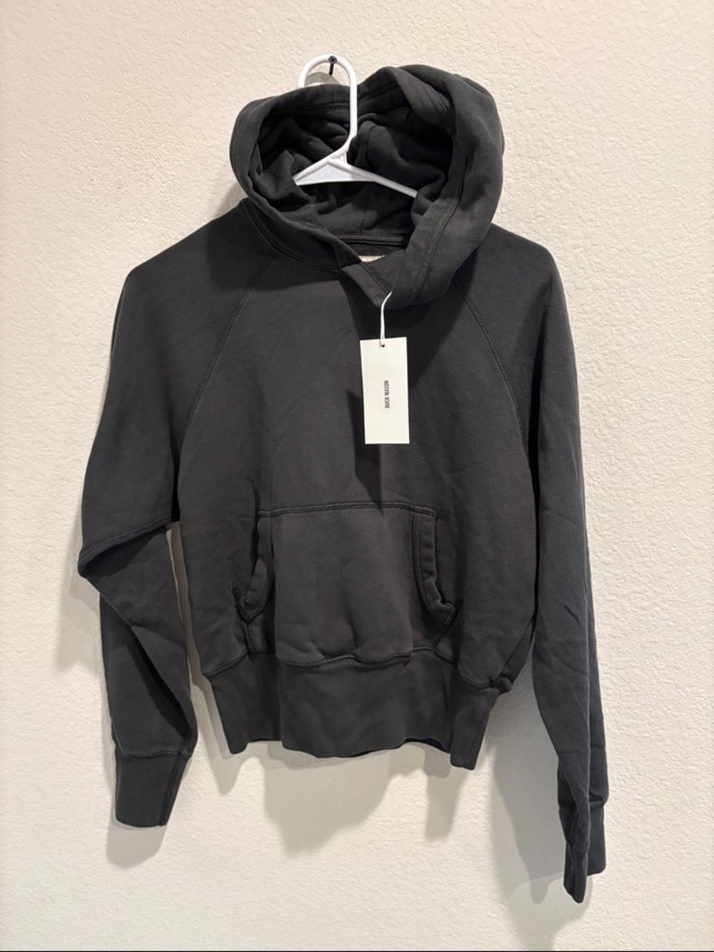 NWT Buck Mason Soft Black Venice Wash Vintage Interloop Shrunken Hoodie XS